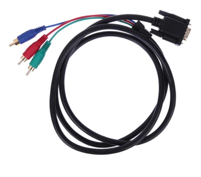 1.5m 5Ft VGA to TV 3 RCA Component AV Premium Version Audio Cable Adapter Cable copper for PC Laptop TV RGB display system