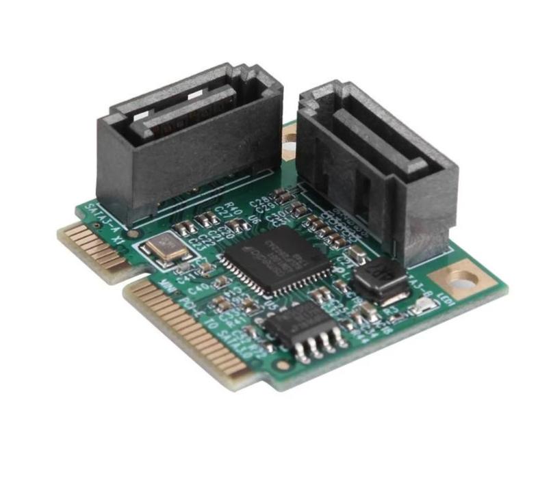 2 Ports Mini PCI-E PCI Express to SATA Cable 3.0 Converter Hard Drive Extension Card Computer Components High Speed Add On Cards
